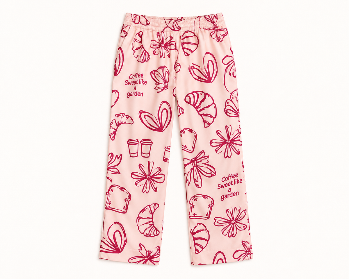 Pantalón Largo Sweet Like a Garden (Vinotinto/Rosa)