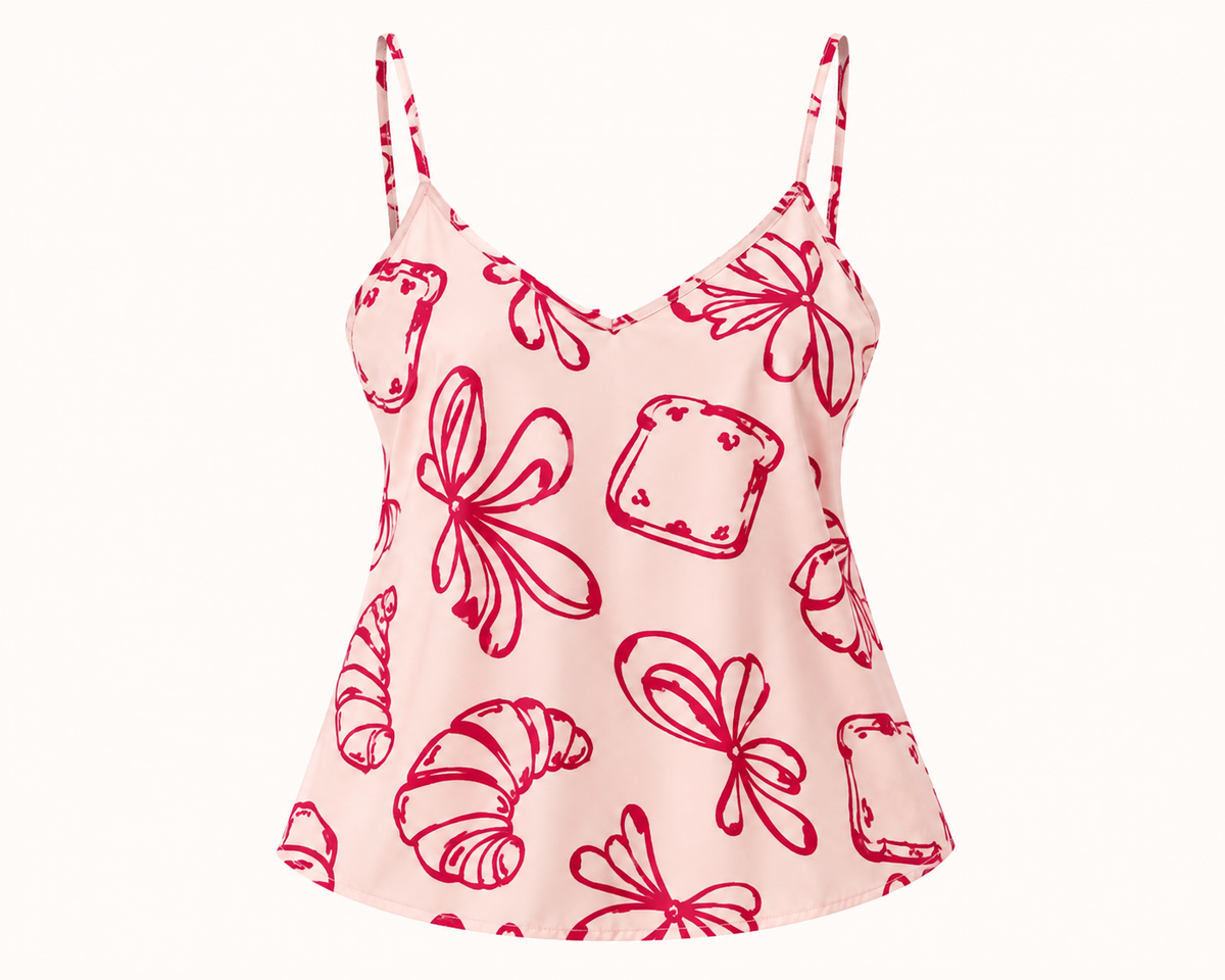 Blusa de Tiras Sweet Like a Garden (Vinotinto/Rosa)