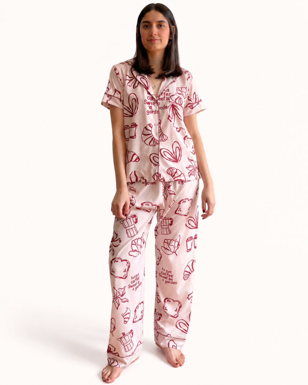 Sweet Like a Garden · Manga Corta (Vinotinto/Rosa)